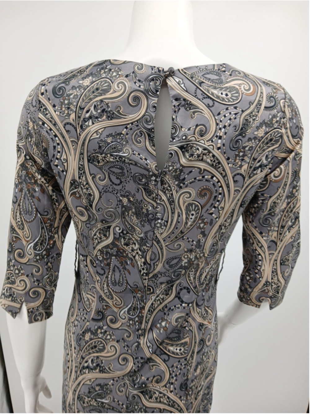 White Label Womens Dress Size 42 Gray Paisley Polyester - Picture 7 of 11